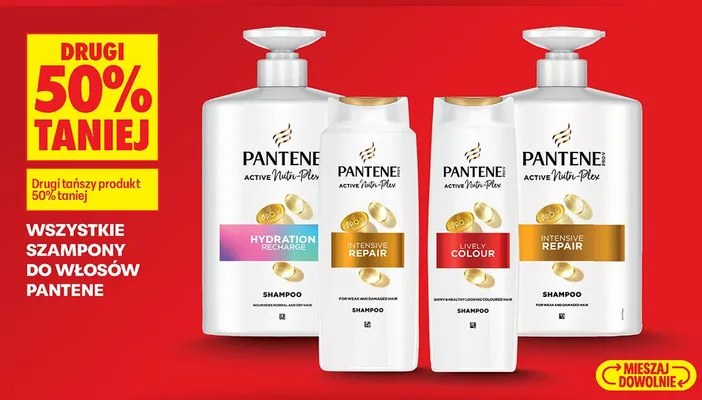 Wszystkie szampony do włosów Pantene DRUGI -50% promocja w Biedronka