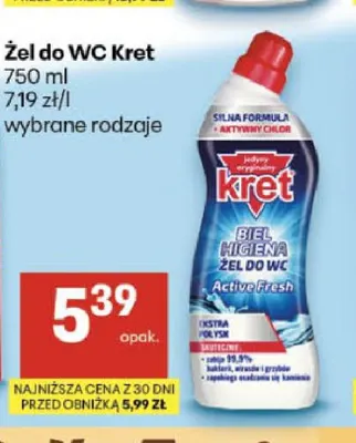 Żel do WC Kret promocja w Delikatesy Centrum