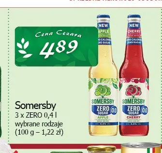 Piwo bezalkoholowe Somersby Zero Cherry promocja w CEZAR Delikatesy