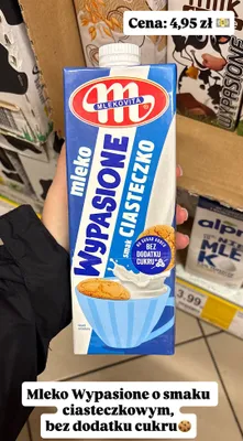 Mleko Mlekovita Wypasione smak ciasteczko bez dodatku cukru promocja w Dino