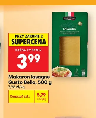 Makaron lasagne Gusto Bello promocja w Biedronka