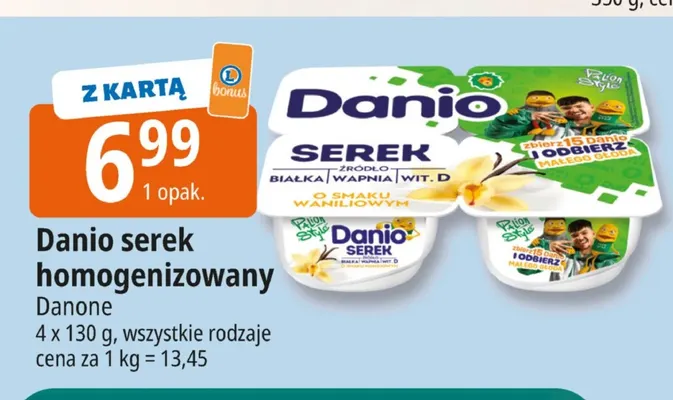 Danio serek homogenizowany 4-pak Danone promocja w Leclerc