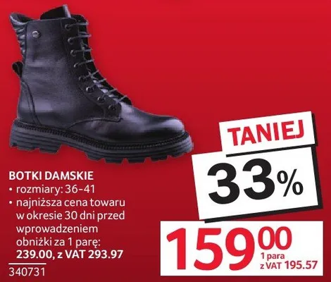 Botki damskie rozmiary 36-41 promocja w Selgros