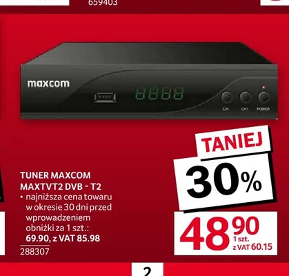 Tuner MAXTVT2 DVB-T2 Maxcom promocja w Selgros