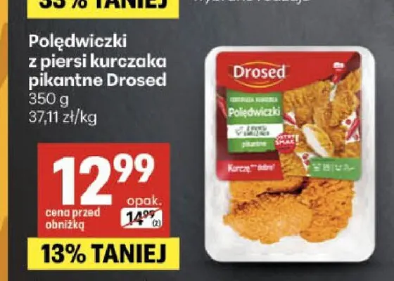 Polędwiczki z piersi kurczaka pikantne Drosed promocja w Delikatesy Centrum