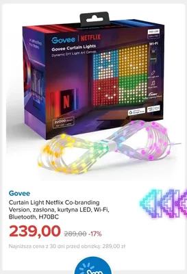 Kurtyna LED Govee Curtain Light Netflix Co-branding Version H70BC promocja w Smyk