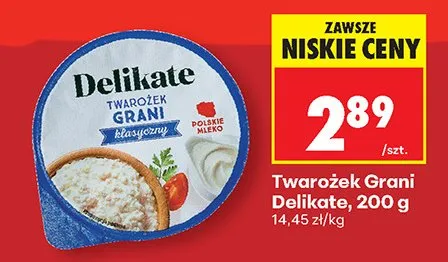 Twarożek Grani klasyczny Delikate promocja w Biedronka