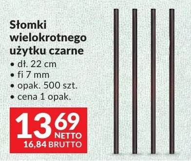 Słomki wielokrotnego użytku czarne 22cm fi 7mm promocja w Makro