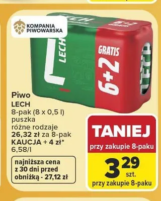 Piwo Lech Premium 8-pak promocja w Carrefour