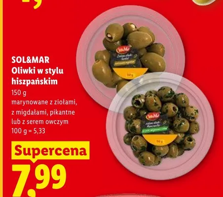 Oliwki w stylu hiszpańskim pikantne SOL&MAR promocja w Lidl