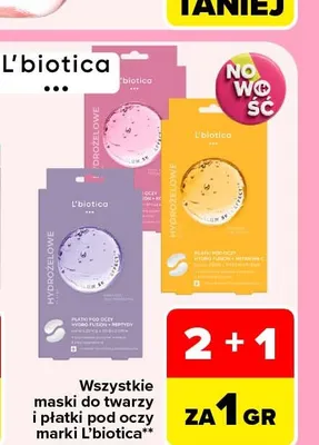 Płatki pod oczy hydrożelowe L'biotica promocja w Carrefour