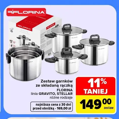 Zestaw garnków ze składaną rączką Florina Gravito promocja w Carrefour