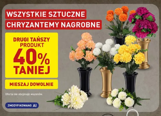 Sztuczne chryzantemy nagrobne promocja w Aldi