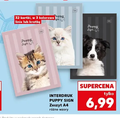 Zeszyt A4 32 kartki Interdruk Puppy Sign promocja w Kaufland