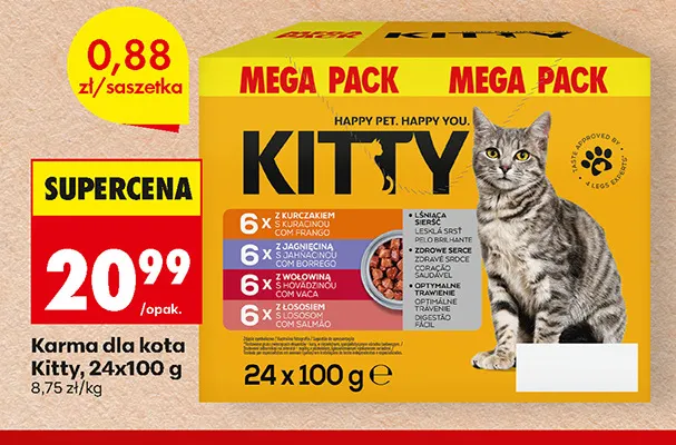 Karma dla kota Kitty 24-pak 100 g promocja w Biedronka