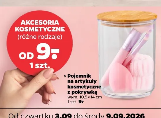 Pojemnik na artykuły kosmetyczne z pokrywką 10,5x14 cm promocja w Netto