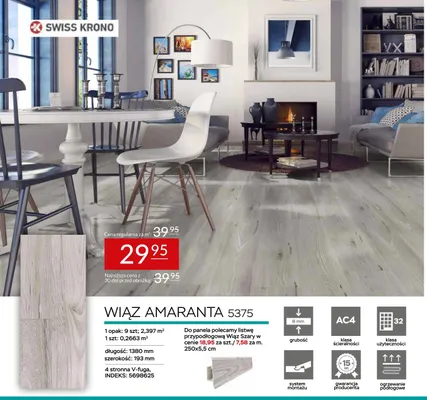 Listwa przypodłogowa Wiąz Szary promocja w Abra Meble