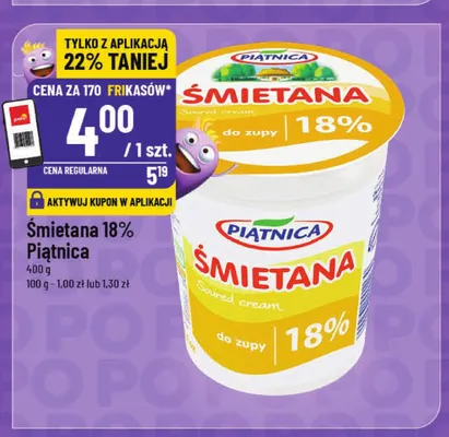 Śmietana Piątnica 18% promocja w POLOmarket