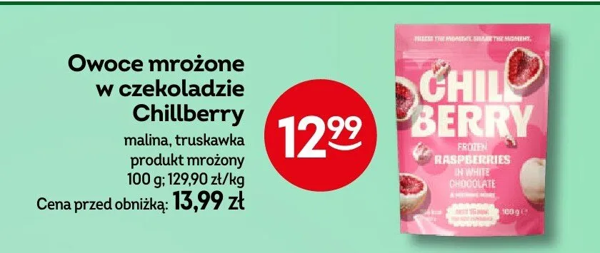 Owoce mrożone w czekoladzie Chillberry truskawka promocja w Żabka