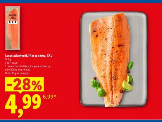 Łosoś atlantycki filet ze skórą XXL SuperFish promocja w Lidl