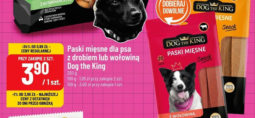 Paski mięsne dla psa z drobiem Dog The King promocja w POLOmarket