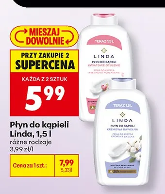 Płyn do kąpieli Linda Kwiatowe Otulenie promocja w Biedronka