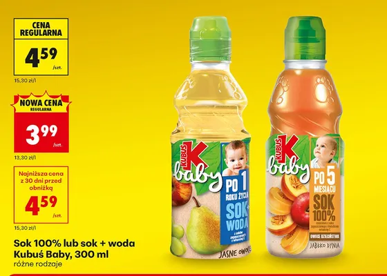 Sok 100% różne rodzaje promocja w Biedronka