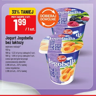 Jogurt Jogobella bez laktozy brzoskwinia promocja w POLOmarket
