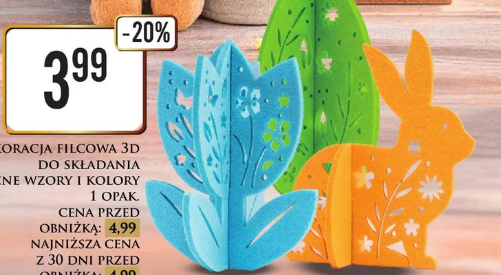 Dekoracja filcowa 3D do składania różne wzory i kolory promocja w Dino