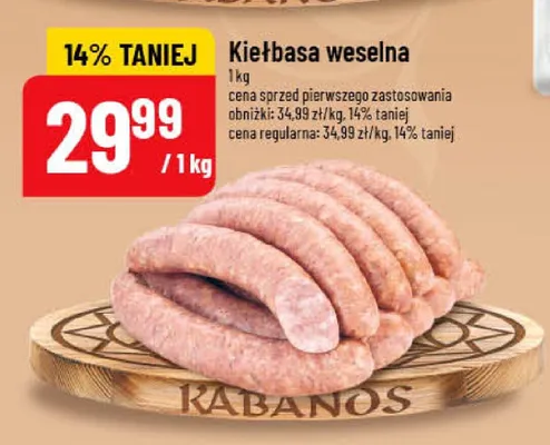 Kiełbasa weselna Kabanos promocja w POLOmarket