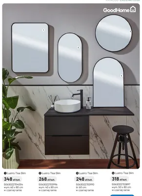 Lustro GoodHome Tisa Slim 60x80 cm w czarnej ramie promocja w Castorama