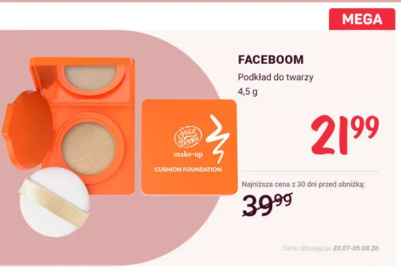 Podkład do twarzy FaceBoom Cushion Foundation promocja w Rossmann