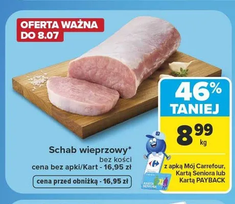 Schab wieprzowy bez kości promocja w Carrefour