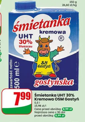 Śmietanka uht 18% Gostyń promocja w Dino