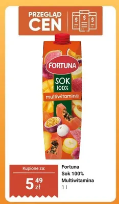 Sok 100% multiwitamina Fortuna promocja w Dino