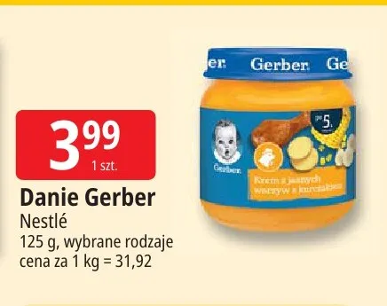 Danie Gerber Krem z jasnych warzyw z kurczakiem promocja w Leclerc