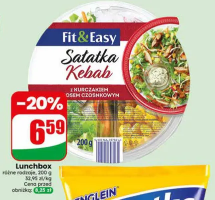 Lunchbox Sałatka Kebab z kurczakiem sosem czosnkowym Fit & Easy promocja w Dino