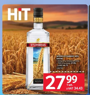 Wódka Stumbras 40% promocja w Selgros