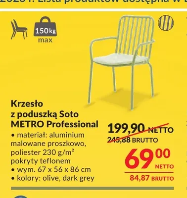 Krzesło z poduszką Soto Metro Professional promocja w Makro
