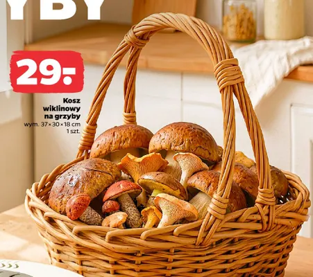 Kosz wiklinowy na grzyby 37x30x18 cm promocja w Netto