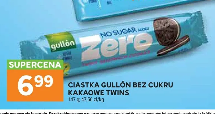 Ciastka Gullón bez cukru kakaowe Twins promocja w Stokrotka