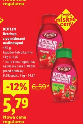Ketchup z pomidorami malinowymi pikantny Kotlin promocja w Lidl