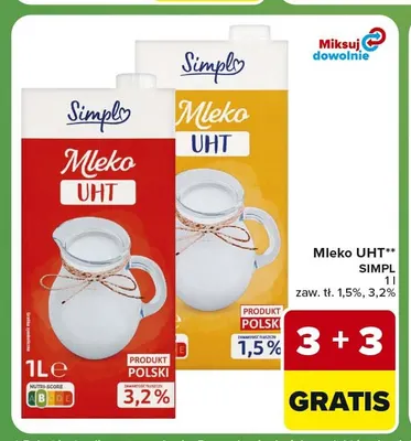 Mleko UHT Simpl 1,5% promocja w Carrefour Express