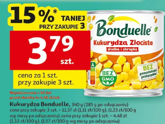 Kukurydza Bonduelle Złocista słodka i chrupiąca promocja w Auchan