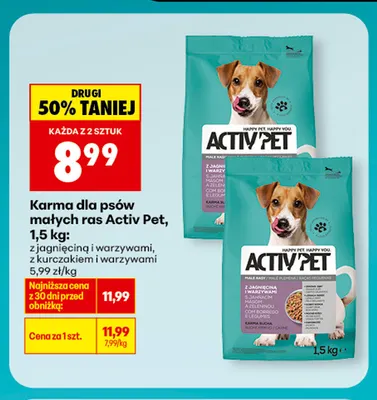 Karma dla psów małych ras z kurczakiem i warzywami Activ Pet promocja w Biedronka