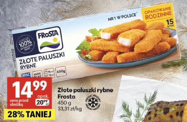 Złote paluszki rybne Frosta promocja w Delikatesy Centrum