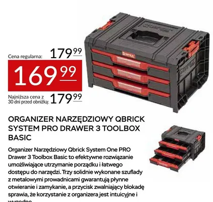 Organizer narzędziowy Qbrick System Pro Drawer 3 Toolbox Basic promocja w Abra Meble