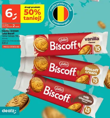 Ciastka z kremem Lotus Biscoff milk chocolate flavour promocja w Dealz