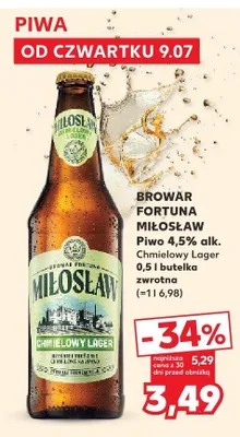 Piwo Miłosław Chmielowy Lager promocja w Kaufland