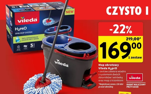 Mop obrotowy Vileda H2PRO Spin Mop System promocja w Intermarche